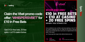 Vbet Promo Code: £10 in free bets & 20 free spins