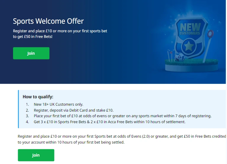 Betfred welcome offer