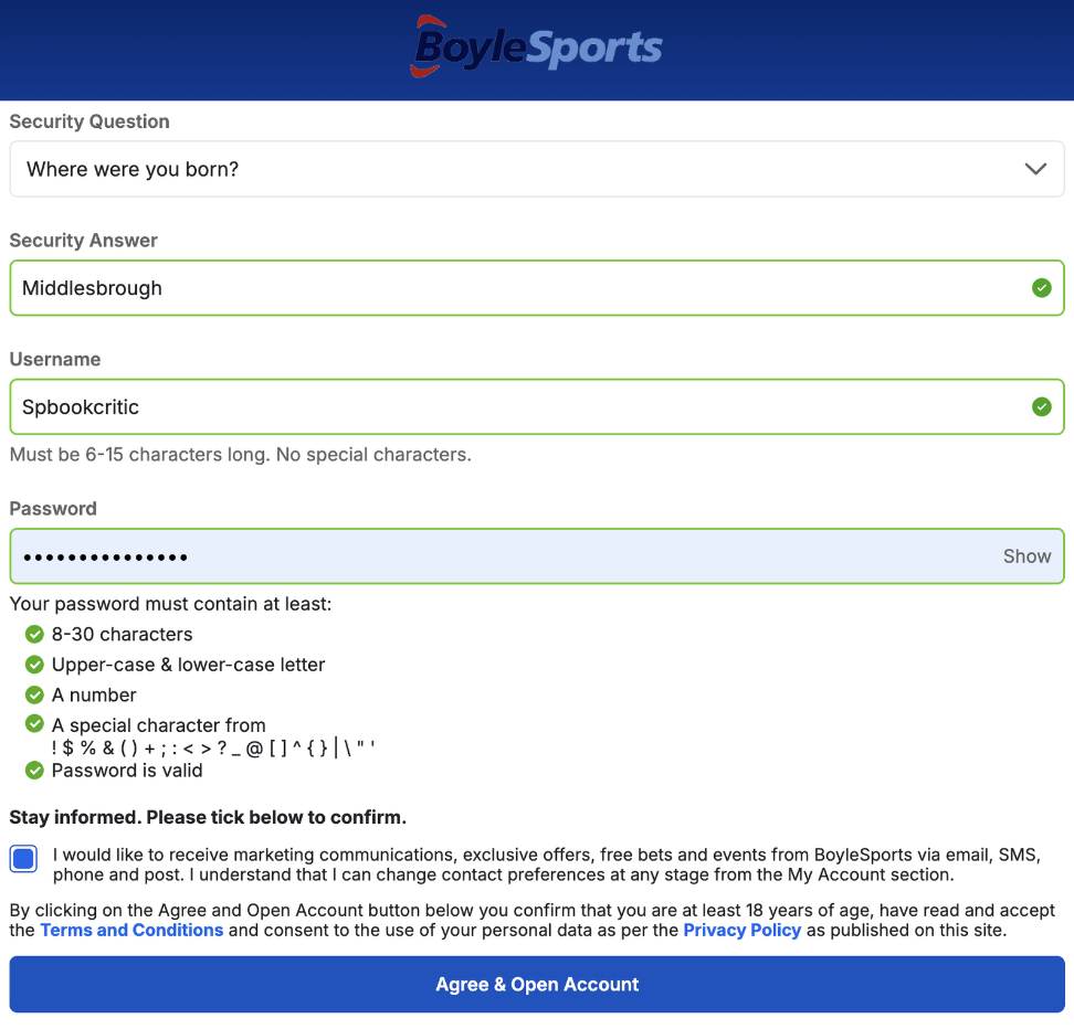 Boylesports registration