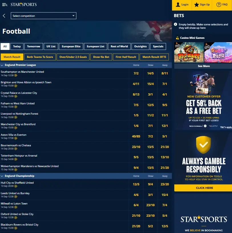 Star Sports website