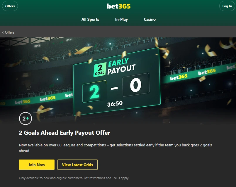 bet365 early payout existing offer