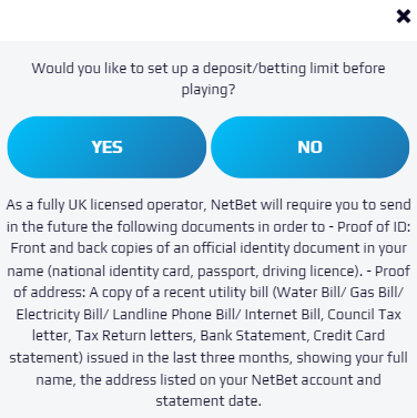 betting safety on Netbet: deposit limits