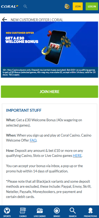 Coral casino sign up offer