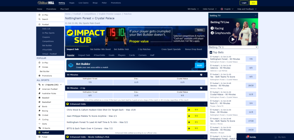 Premier League best betting sites william hill