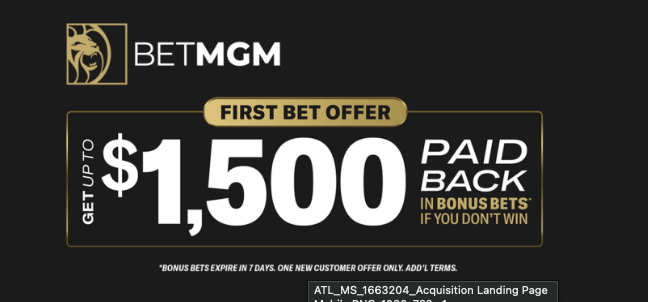 Image of the BetMGM bonus code for Nov 13th.