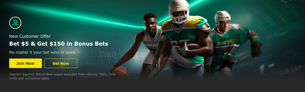 Image of the Bet365 bonus code offer of bet $5 and get $150