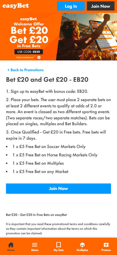 Easybet sign up offer UK