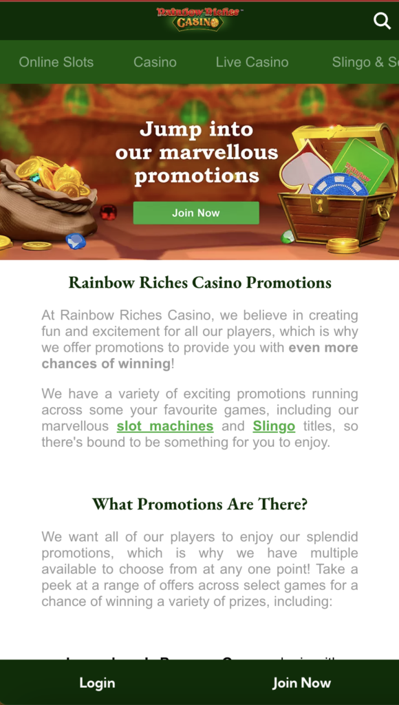 Rainbow Riches Promotions for Existing Customers